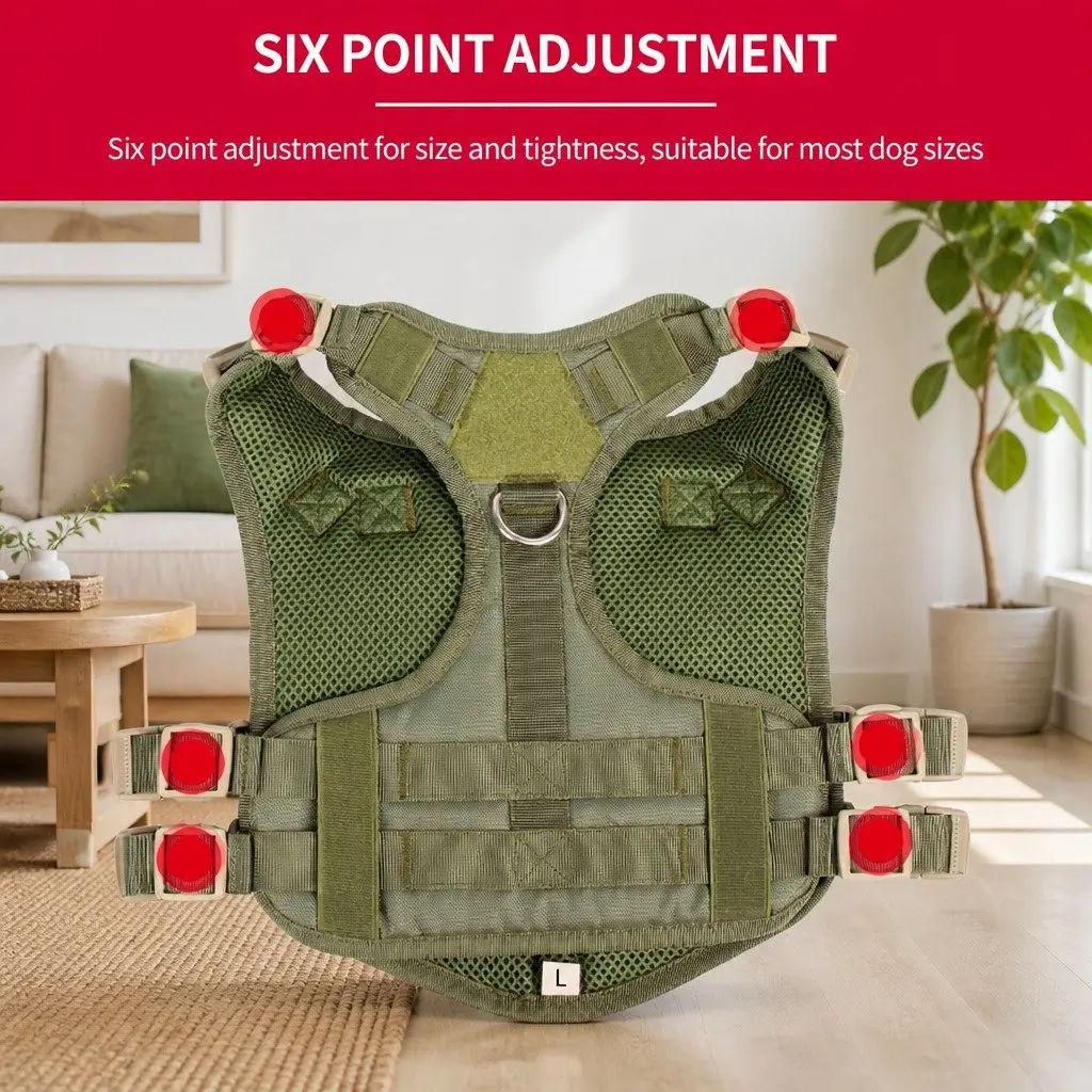 Chest Rig Outdoor Pet Strap Hands-Free Control Large Army Green