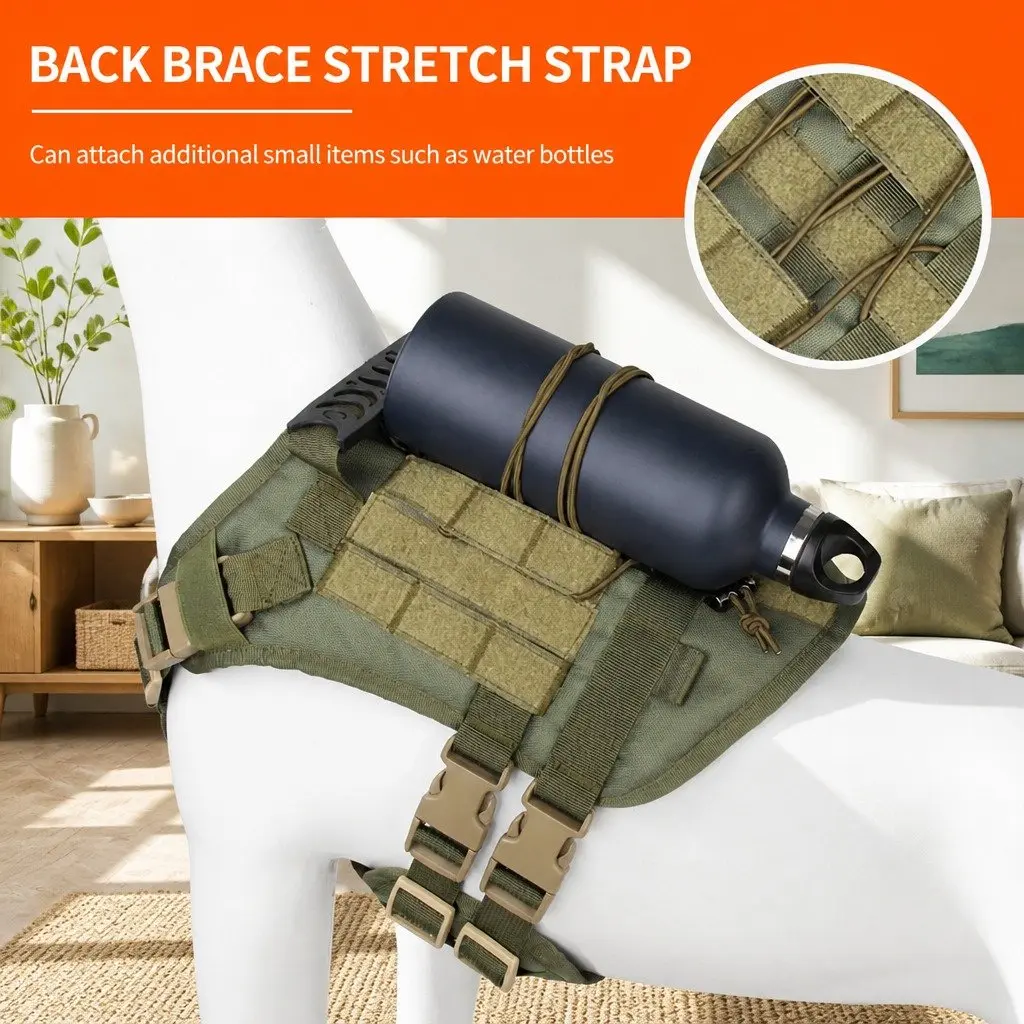 Chest Rig Outdoor Pet Strap Hands-Free Control Large Army Green