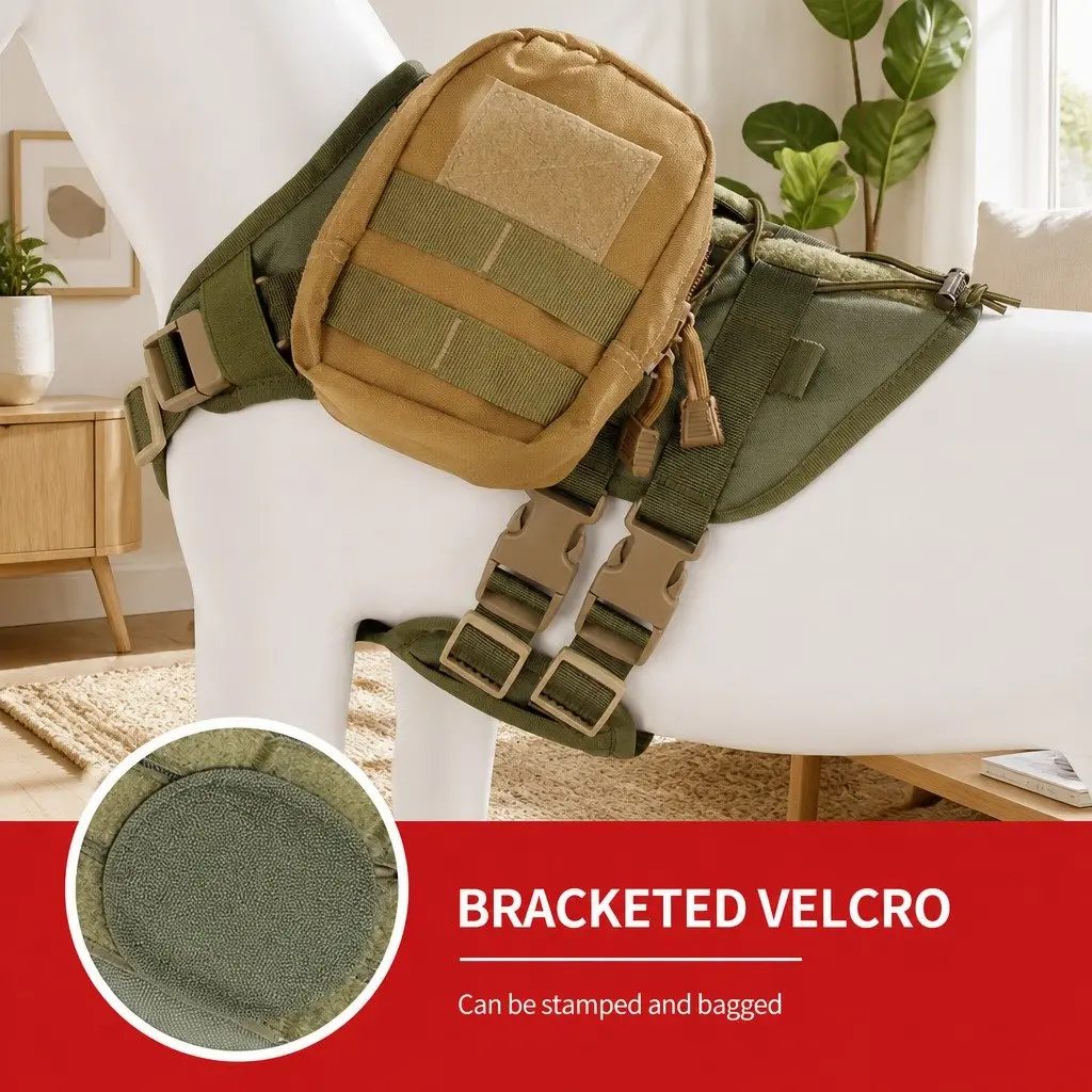 Chest Rig Outdoor Pet Strap Hands-Free Control Large Army Green