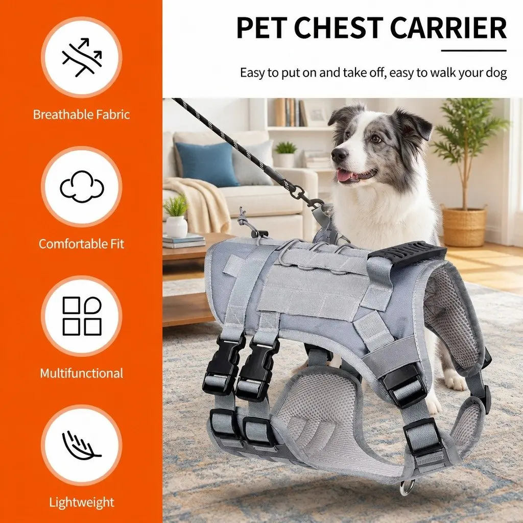 Small Dog Cat Vest Harness Leash Walking Grey S