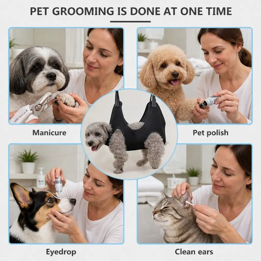 Pet Grooming Hammock for Dogs Cats Bath Care Trimming Support S Size Blue