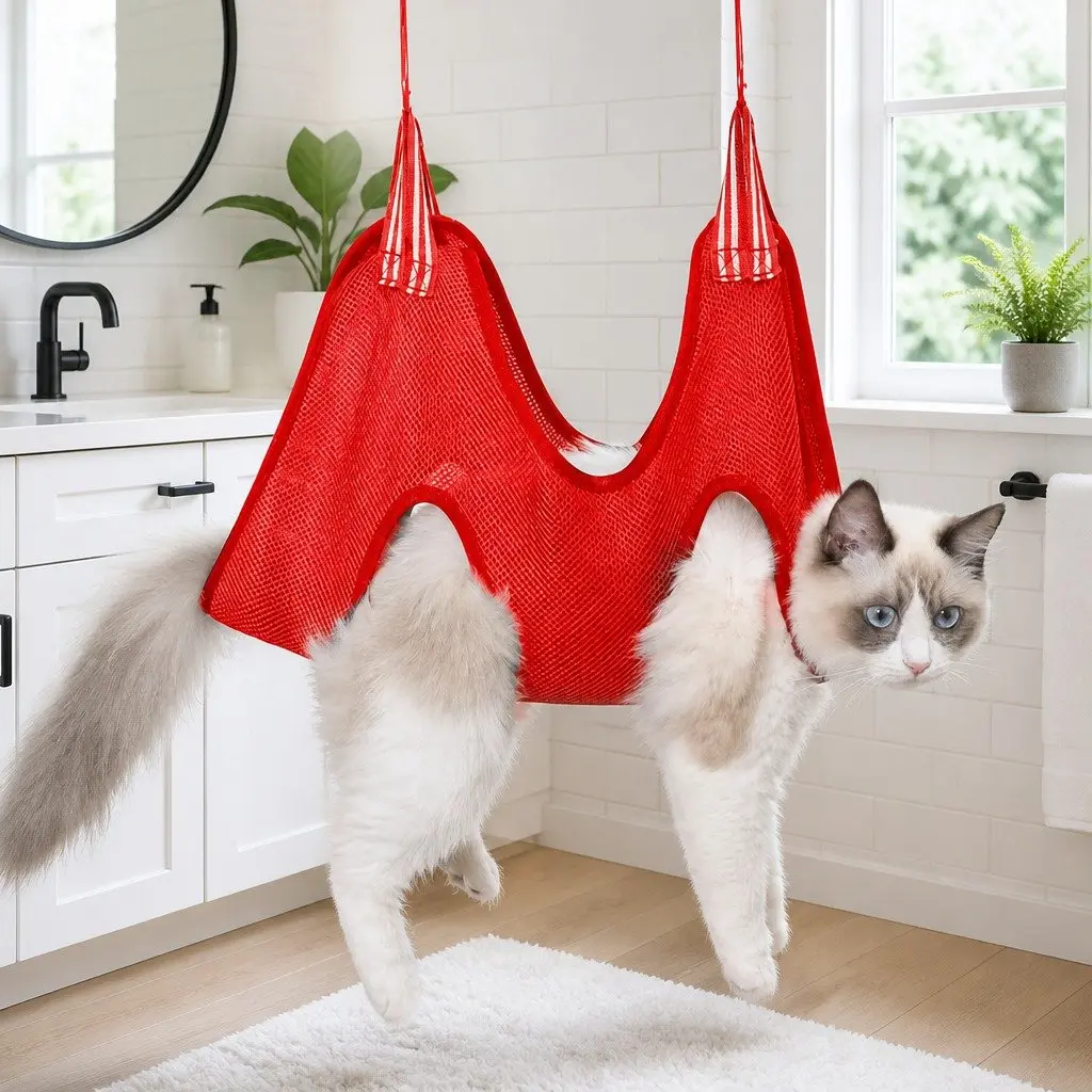 Pet Grooming Hammock Trimming Helper 60cm Red