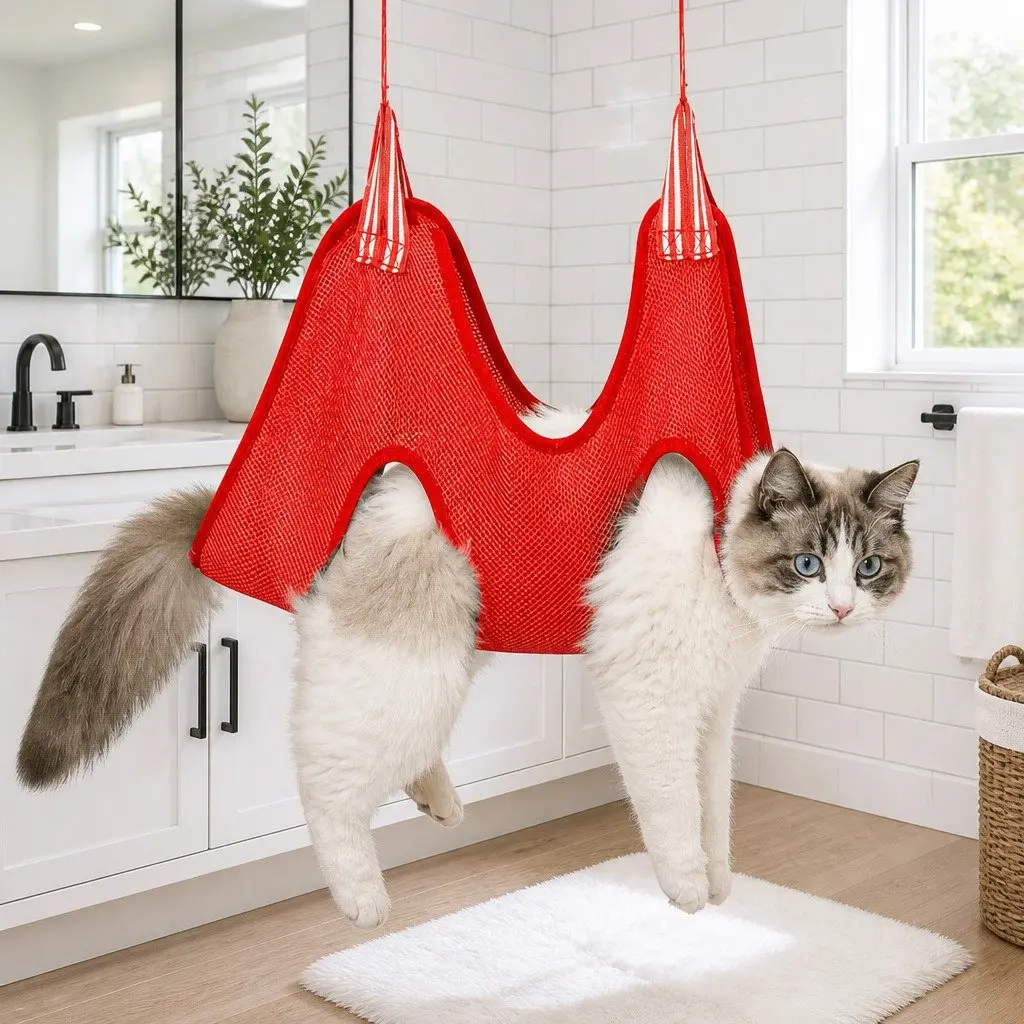 Pet Grooming Hammock Trimming Helper 60cm Red
