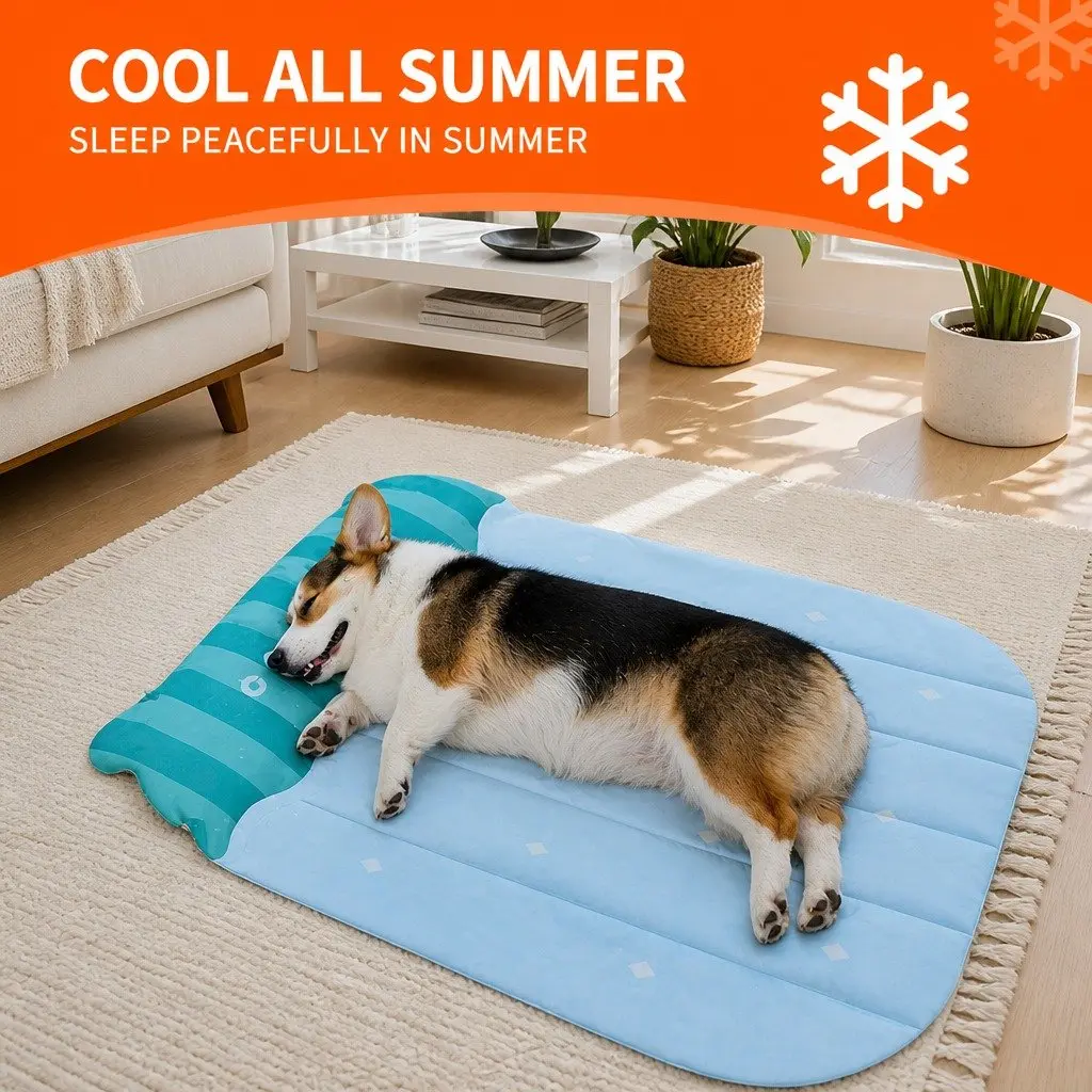 Pet Cooling Mat Dog Cat Summer Sleep Bed 66x58cm Watermelon Stripes