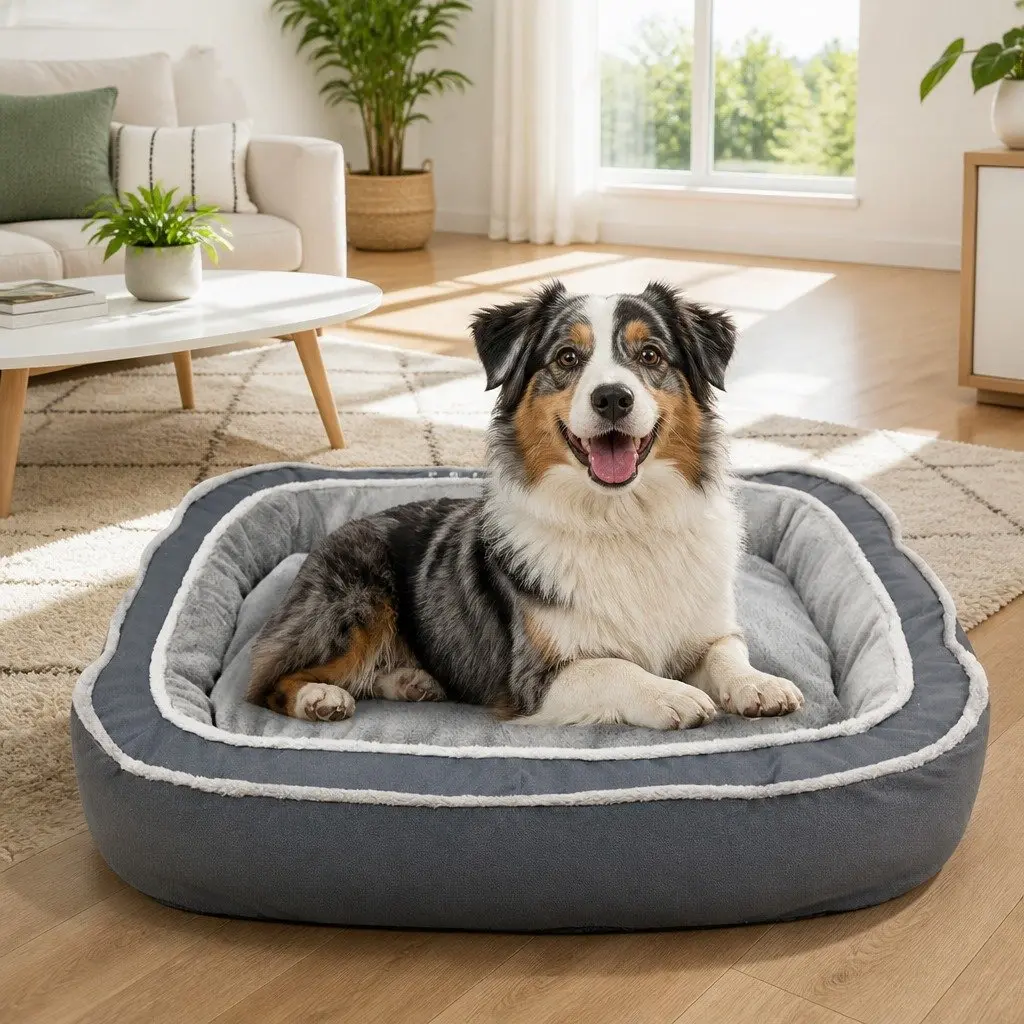 Oval Pet Bed Deep Sleep for Dogs 75x60x19cm Blue