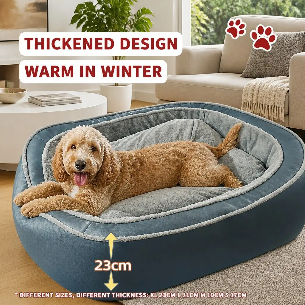 Oval Pet Bed Deep Sleep for Dogs 75x60x19cm Blue