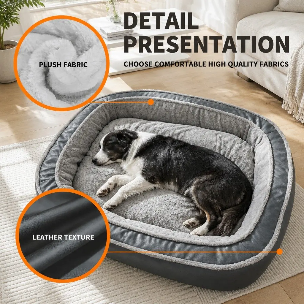 Oval Pet Bed Deep Sleep for Dogs 75x60x19cm Blue
