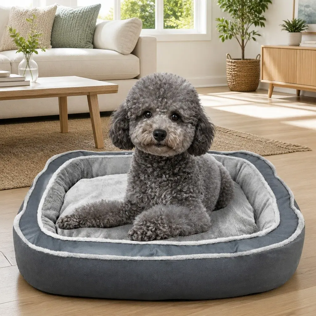 Oval Pet Bed Deep Sleep 60x50x17cm Blue