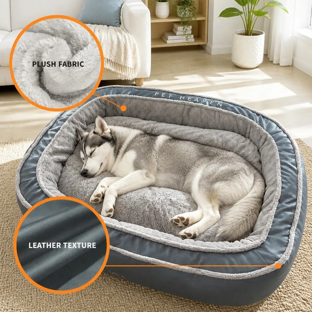 Oval Pet Bed Deep Sleep 60x50x17cm Blue