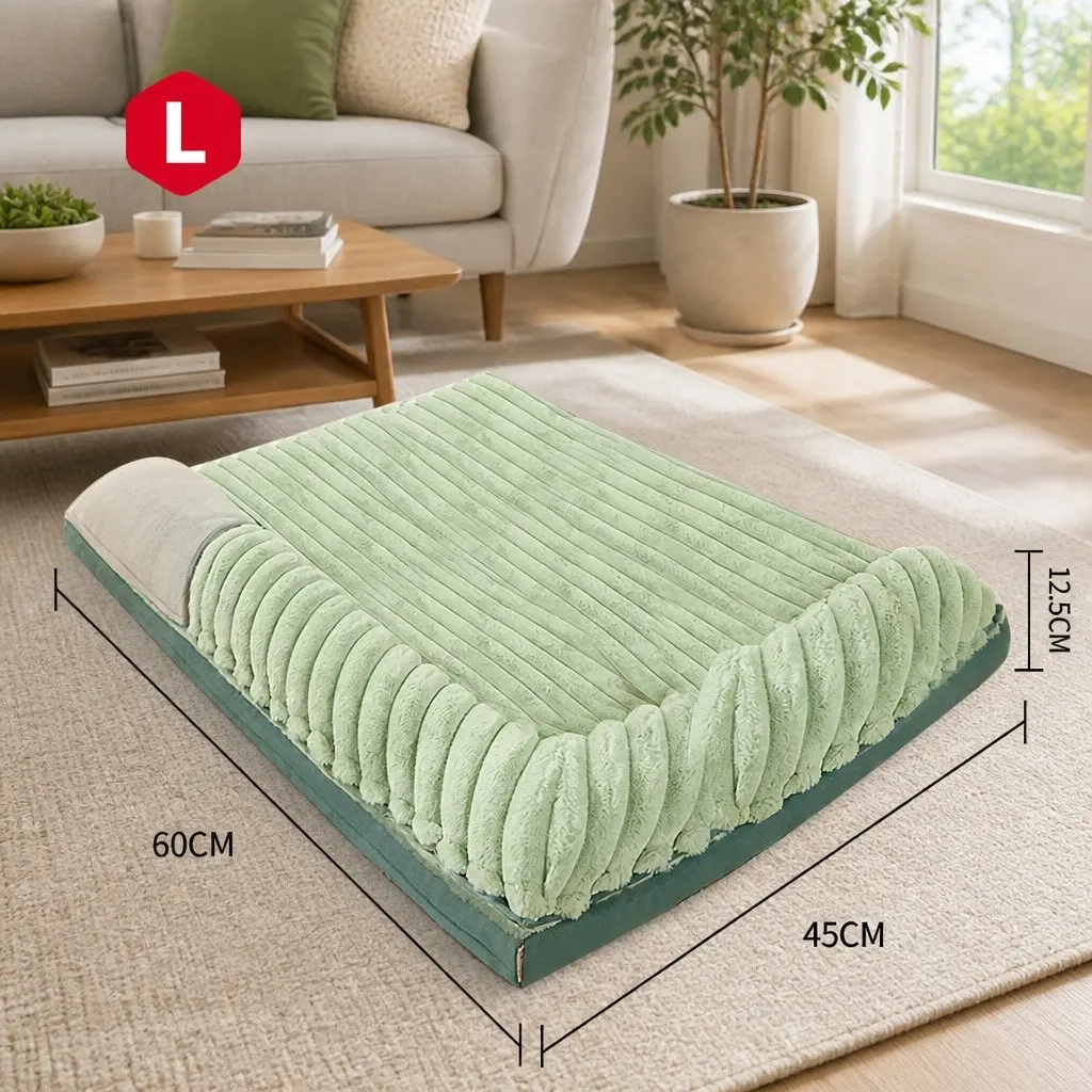 Dog Bed Velvet Detachable Washable Reversible 60x45x12.5cm Green