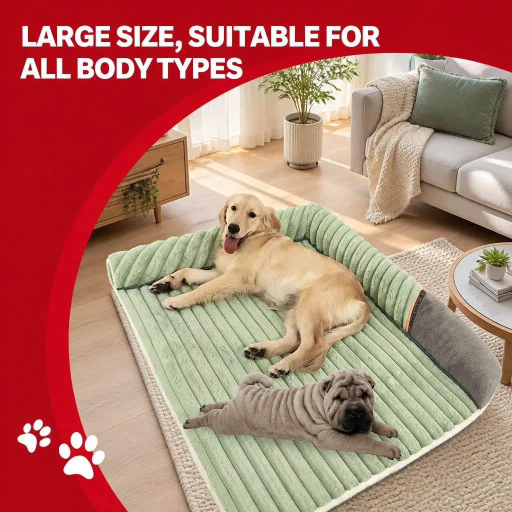 Dog Bed Velvet Detachable Washable Reversible 60x45x12.5cm Green