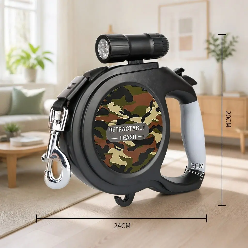 Pet Auto-Retractable Leash 8 Metres Dog Walking Lead Green Camo