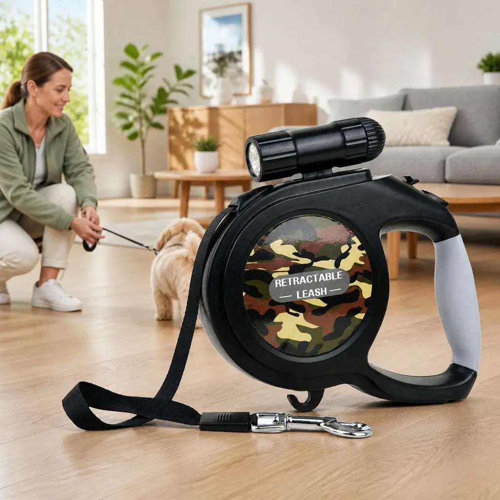 Pet Auto-Retractable Leash 8 Metres Dog Walking Lead Green Camo