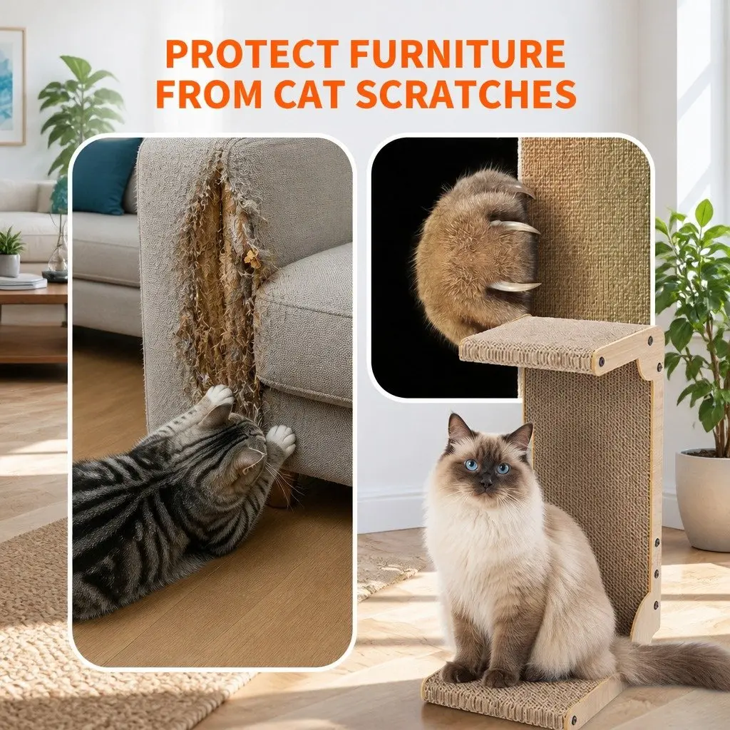 Cat Scratch Board Vertical Furniture Scratcher 25x34x58cm Cardboard