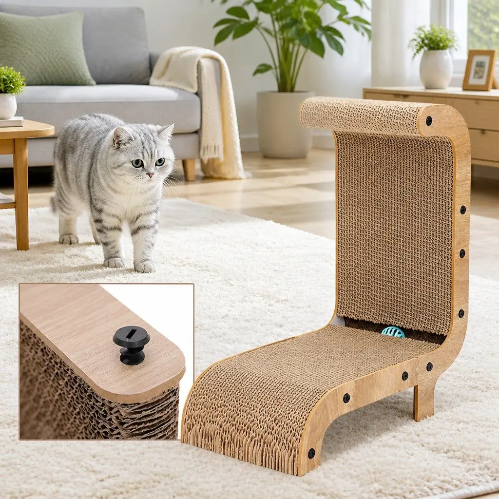 Cat Scratch Board Vertical Scratcher 44.5x25x51cm Corrugated Paper