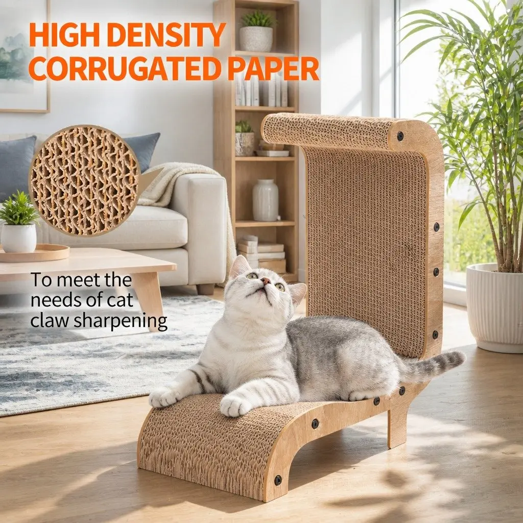 Cat Scratch Board Vertical Scratcher 44.5x25x51cm Corrugated Paper