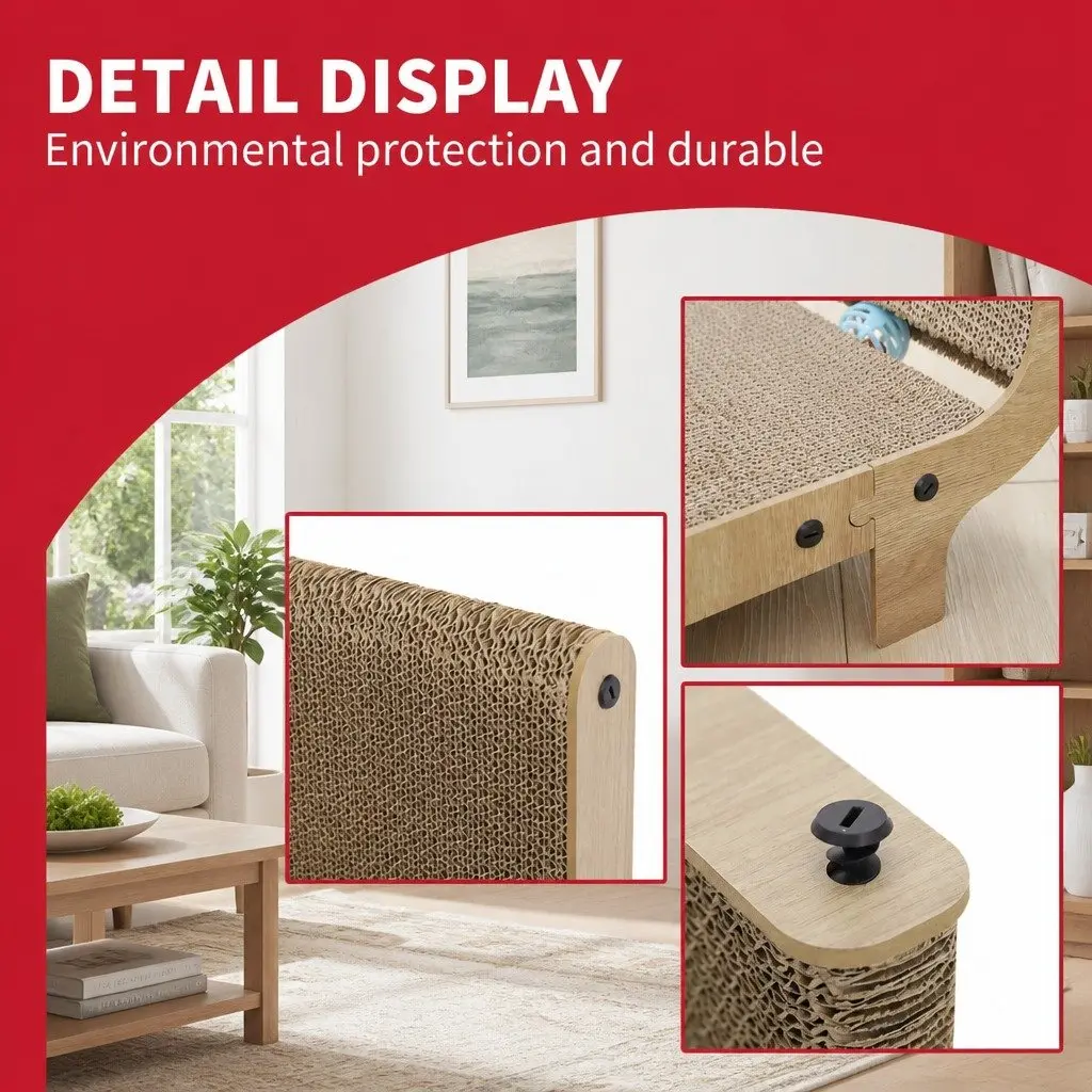 Cat Scratch Board Vertical Scratcher 44.5x25x51cm Corrugated Paper