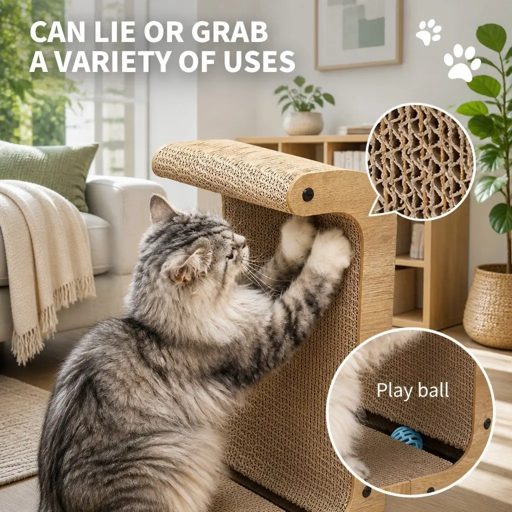 Cat Scratch Board Vertical Scratcher 44.5x25x51cm Corrugated Paper