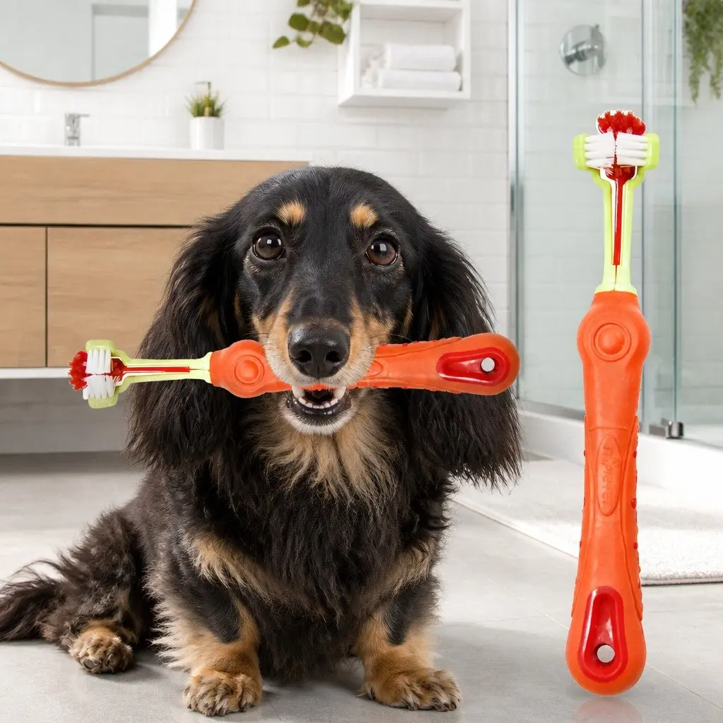 Three-Head Dog Cat Toothbrush for Cleaning