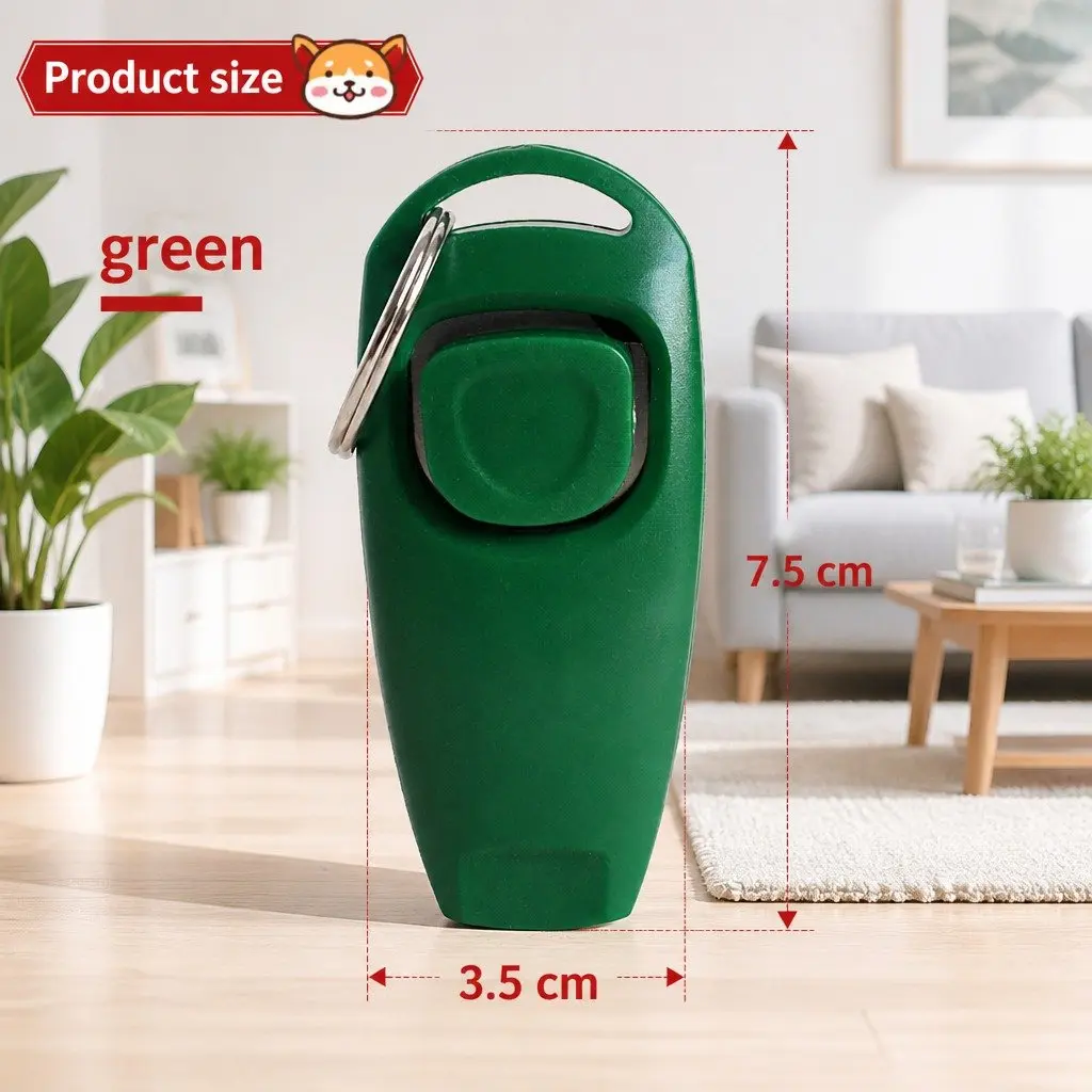 Dog Training Whistle Clicker Obedience Tool 7.5cm Green