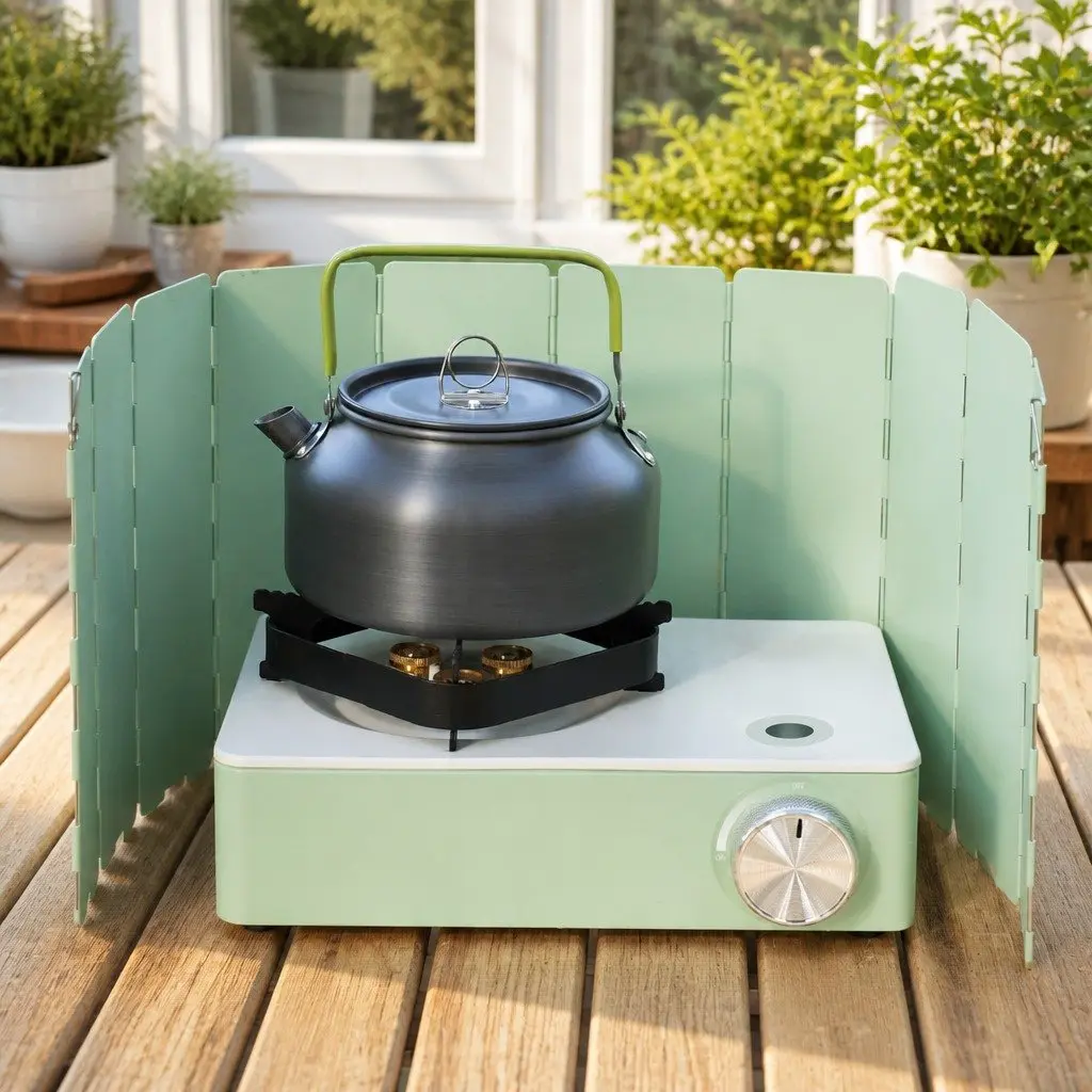 Portable Cassette Camping Stove BBQ Picnic Cooker 29 x 20 x 8.5cm Macaron Green