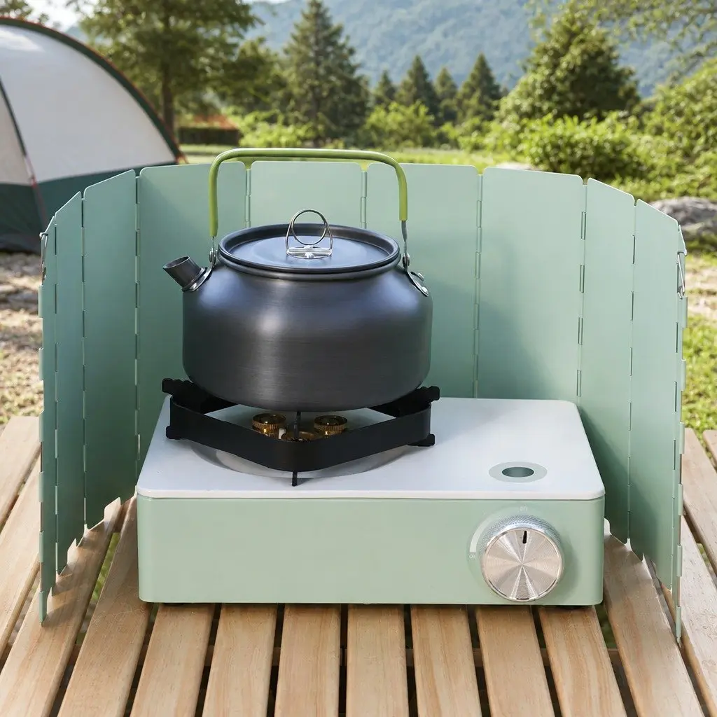 Portable Cassette Camping Stove BBQ Picnic Cooker 29 x 20 x 8.5cm Macaron Green