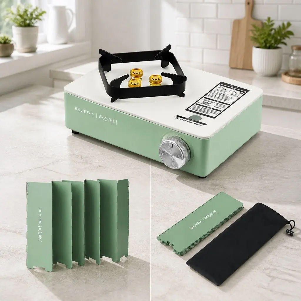 Portable Cassette Camping Stove BBQ Picnic Cooker 29 x 20 x 8.5cm Macaron Green
