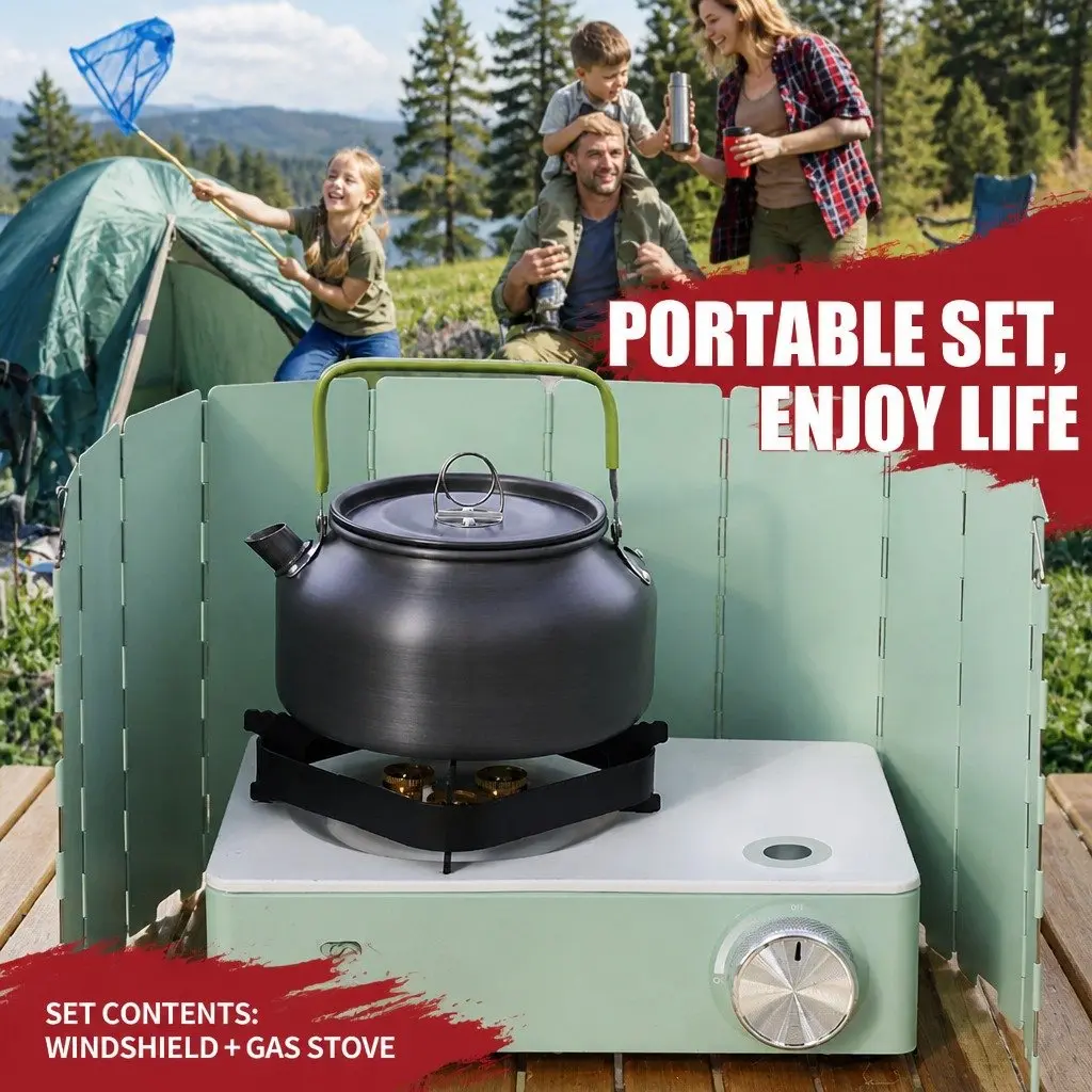 Portable Cassette Camping Stove BBQ Picnic Cooker 29 x 20 x 8.5cm Macaron Green