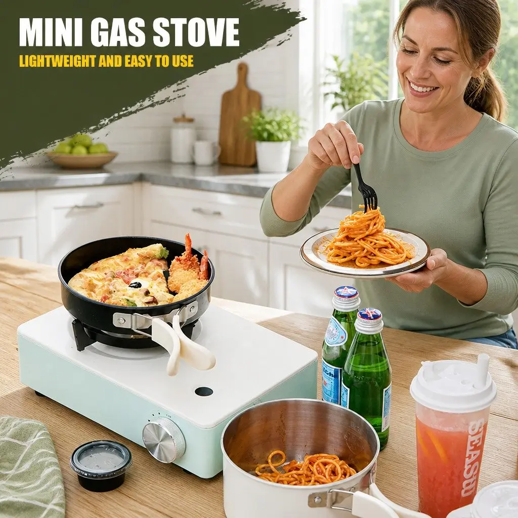 Portable Cassette Camping Stove BBQ Picnic Cooker 29 x 20 x 8.5cm Macaron Green