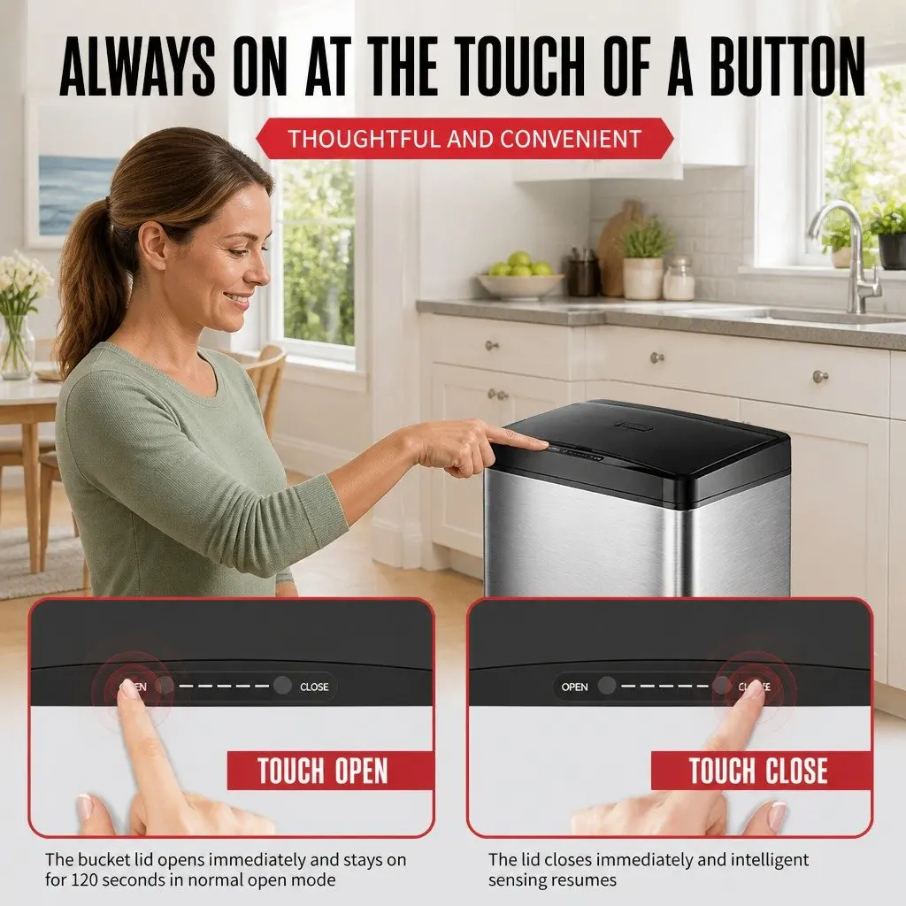 42L Automatic Motion Sensor Waste Bin Stainless Steel Kitchen Trash Can