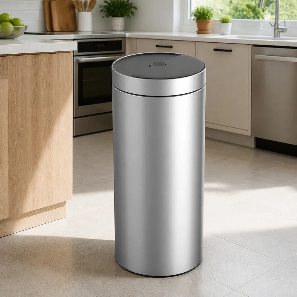 40L Touchless Kitchen Trash Can Automatic Sensing Stainless Steel Waste Bin Silver