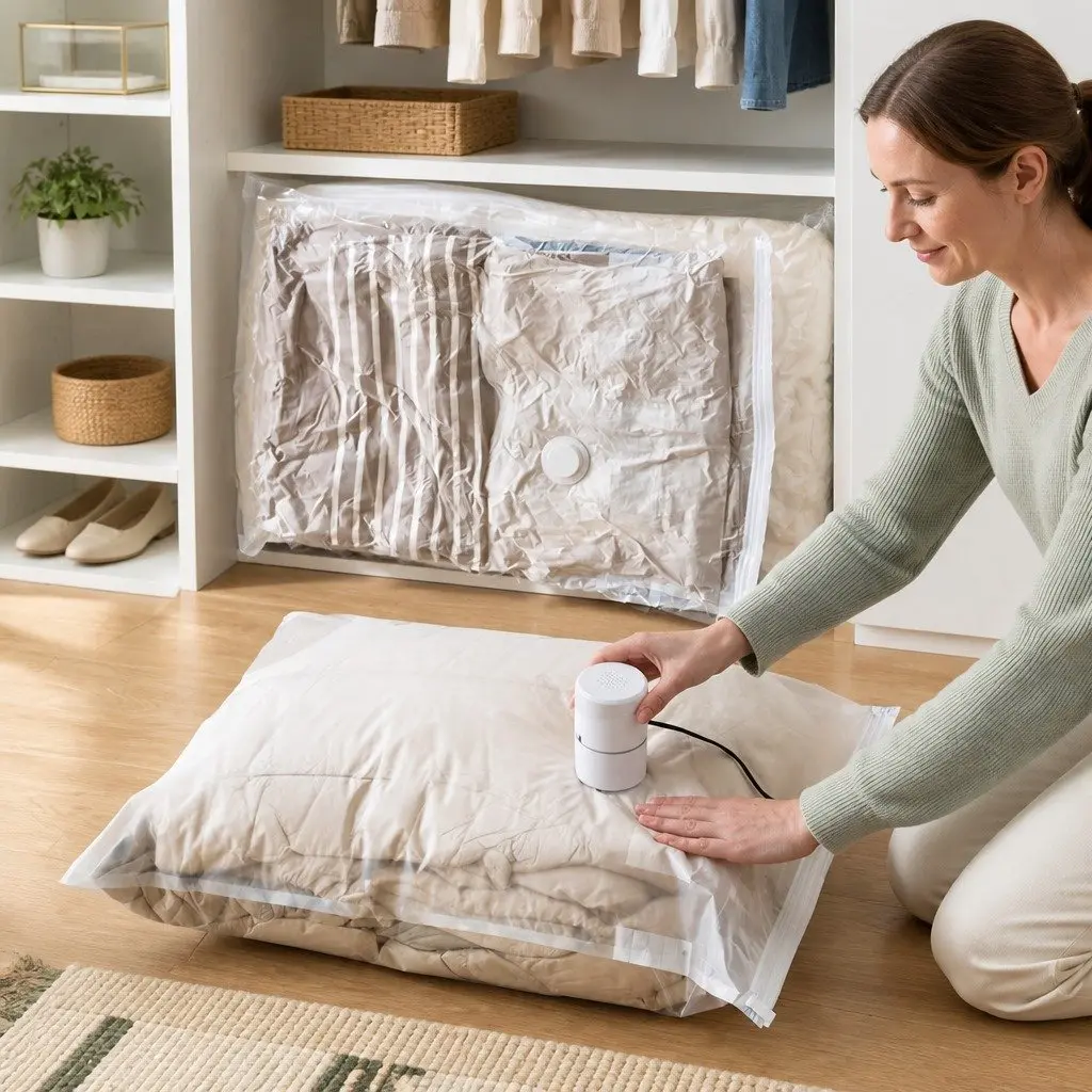 Vacuum Compression Bag for Clothing and Bedding