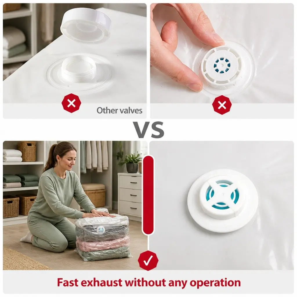 Vacuum Compression Bag XL Capacity for Clothing and Bedding White