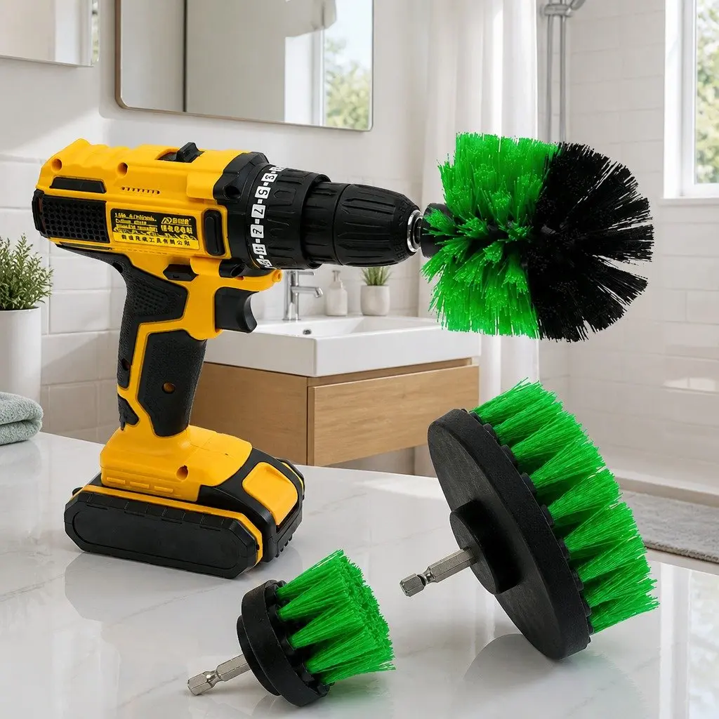 Electric Drill Cleaning Brush Head Set Three-Piece Bathroom Sink Carpet Scrubber 2 3.5 4 Inch White Black Blue Yellow Red Green