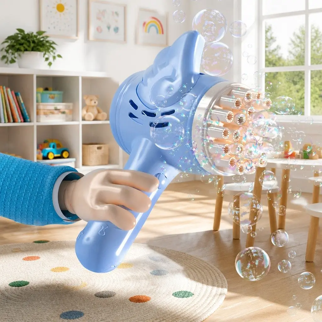 Electric Bubble Machine Gun 23 Hole Outdoor Indoor Toy Orange Blue