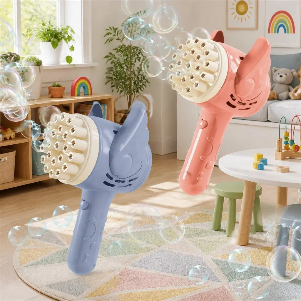 Bubble Machine Toy Gun 23 Hole Outdoor Play Orange Blue