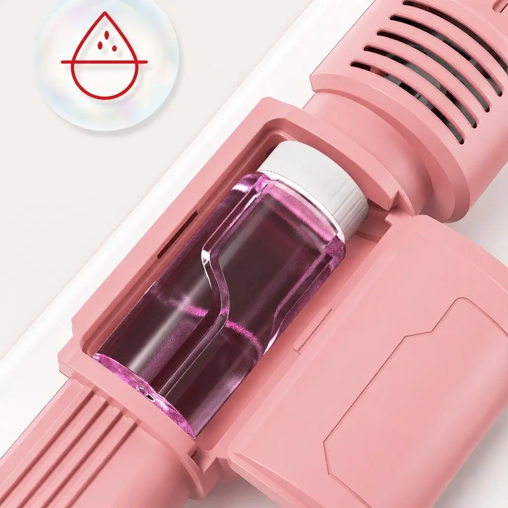 Bubble Toy Machine Hand-Held Electric Spray Gun 10-Hole Pink 44.5cm X 7cm X 15.5cm
