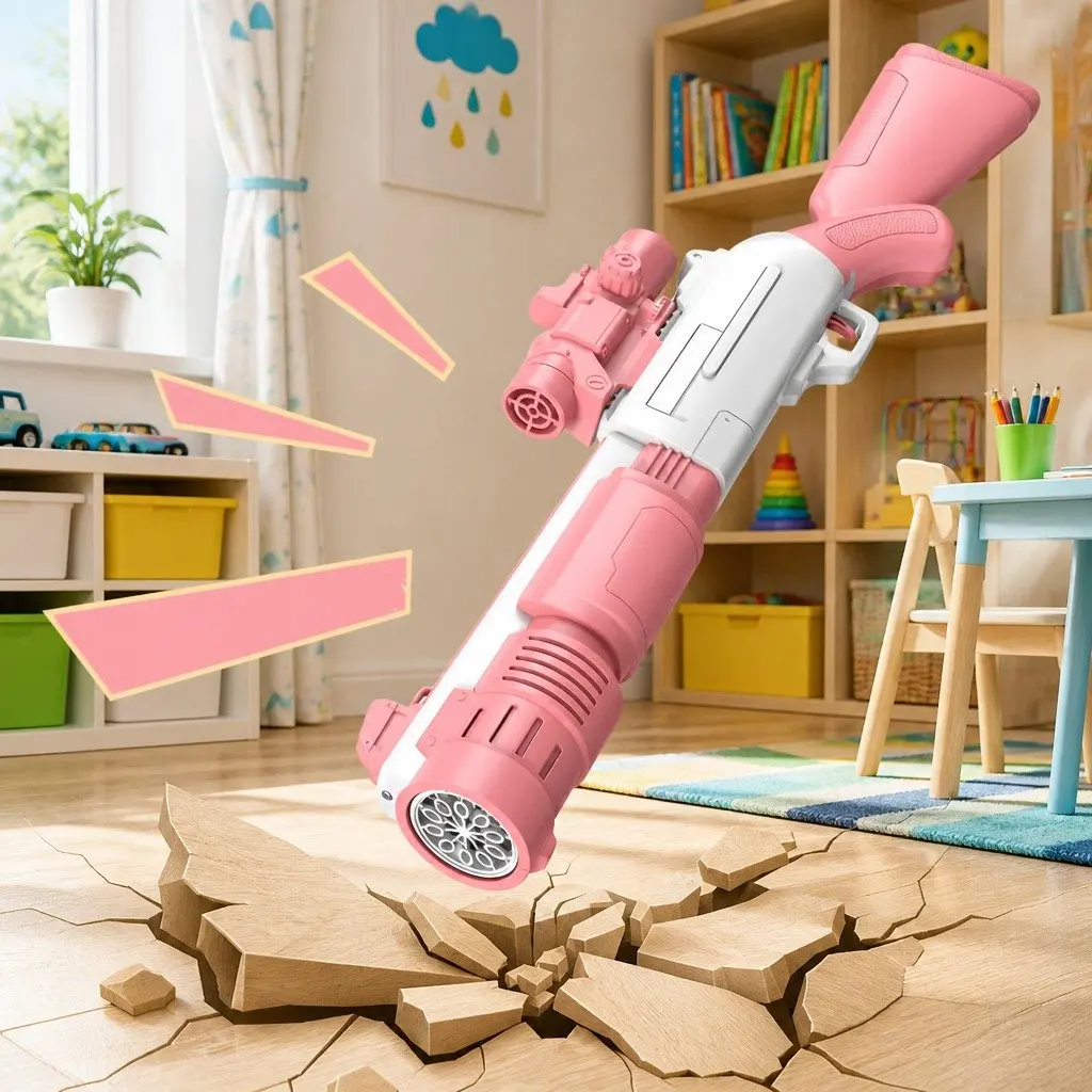 Bubble Machine Hand-Held Spray Gun Electric 10-Hole 44.5cm Pink Blue